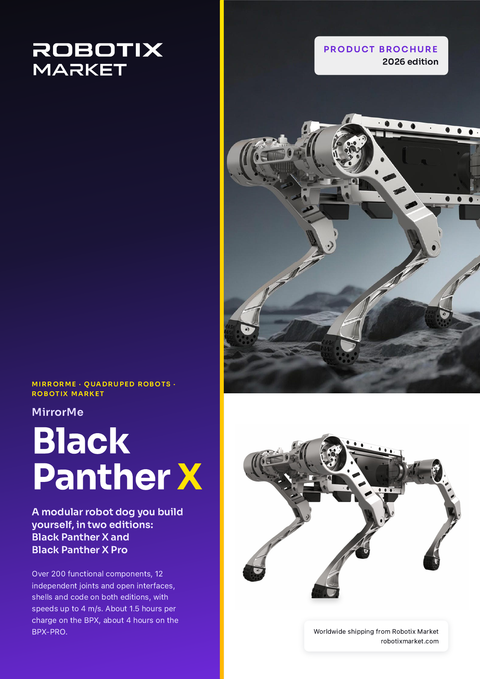 MirrorMe Black Panther X Pro robot quadrupede modulare – Brochure del prodotto